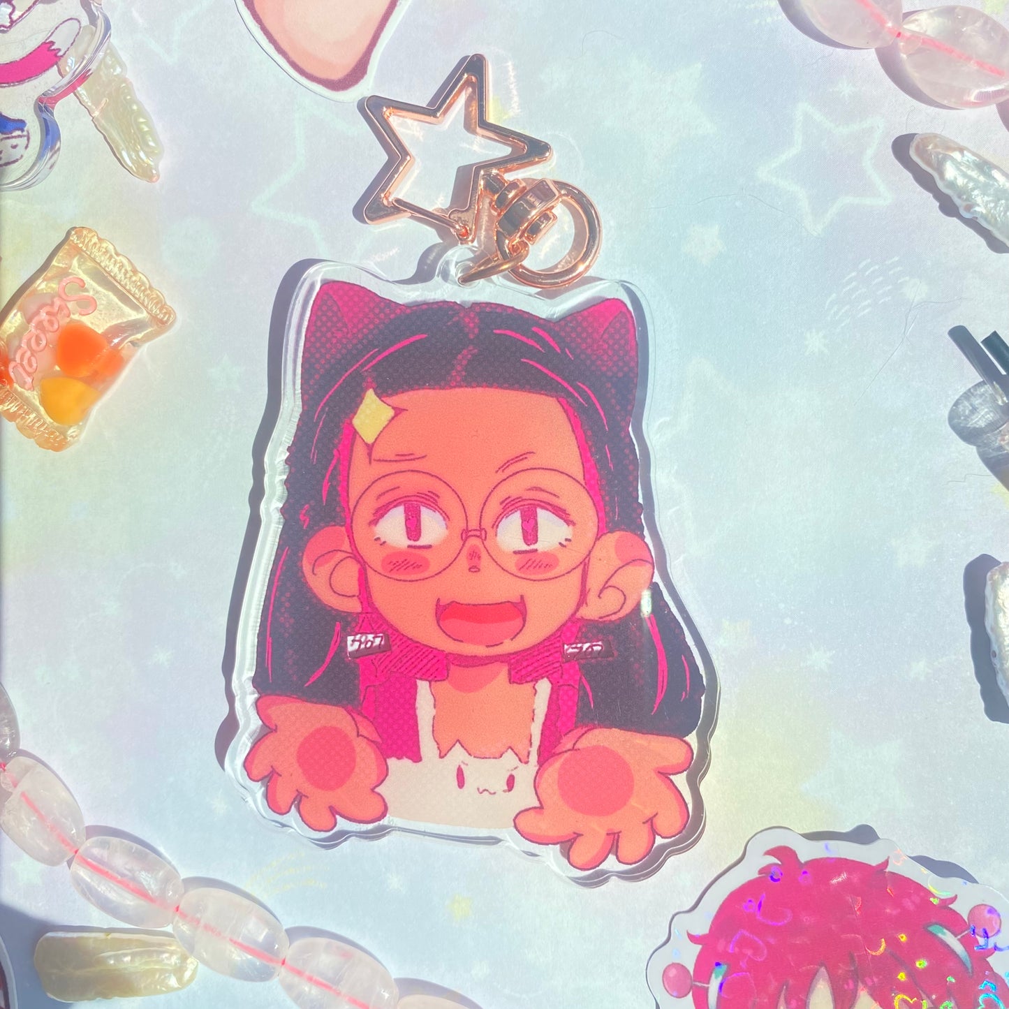 Zippy Cat Cafe 🌸 Acrylic Keychain