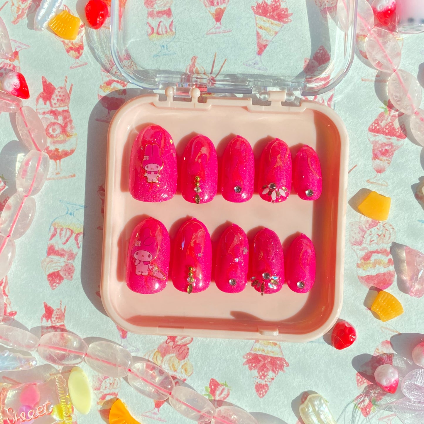 Hot Pink My Melody Nail Set